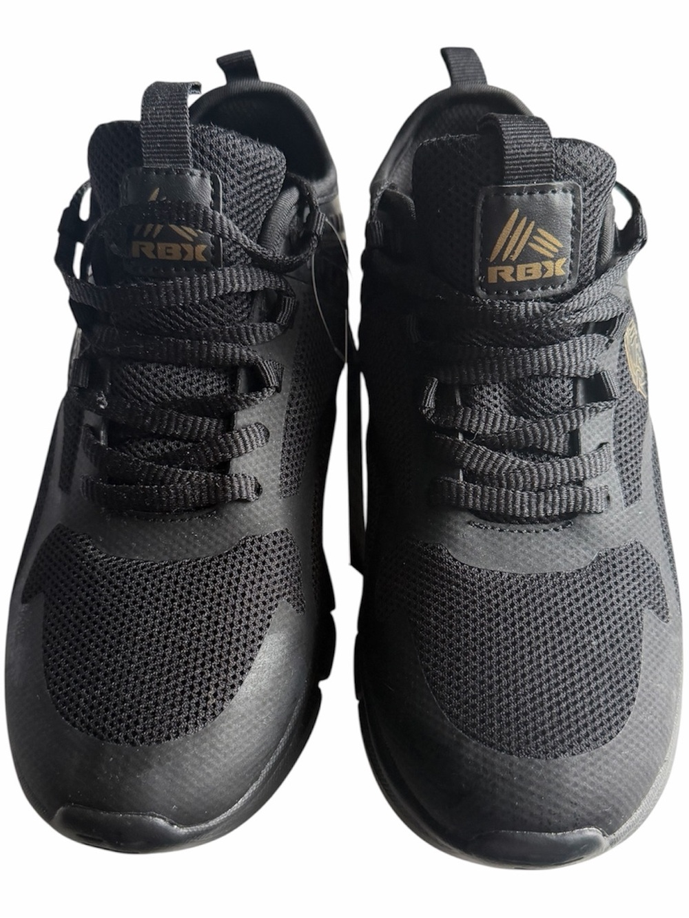 RBX Men's Black Athletic Sneakers with Gold Logo Accent size6